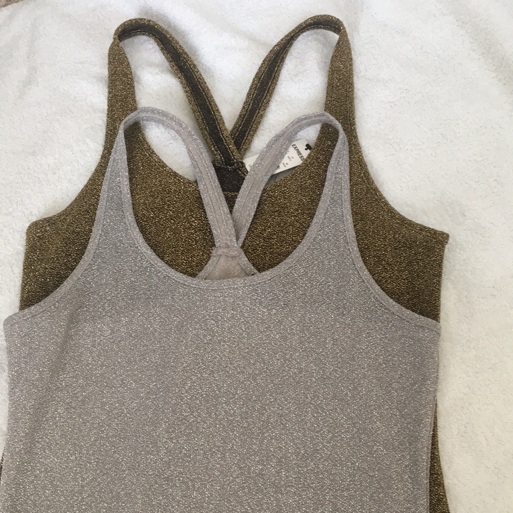 Express Shimmer Halter Back Tanks